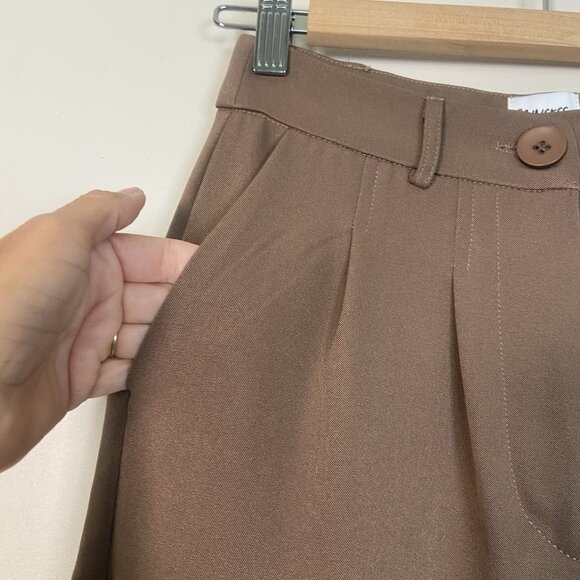 Princess Polly Archer Pant Lower Impact Wide leg Pleated Front Size 2 Brown - Picture 4 of 7